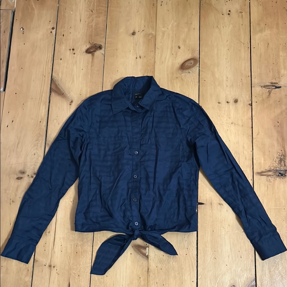 Women's Navy Blue Button-Up Top